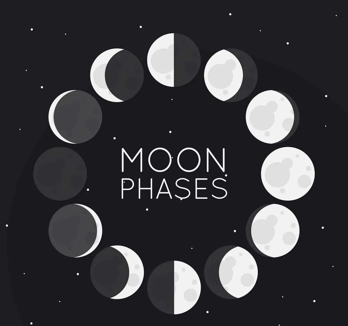 Предложение moon. Moon phases. Лунный цикл. Фазы Луны вектор. Луна Графика.