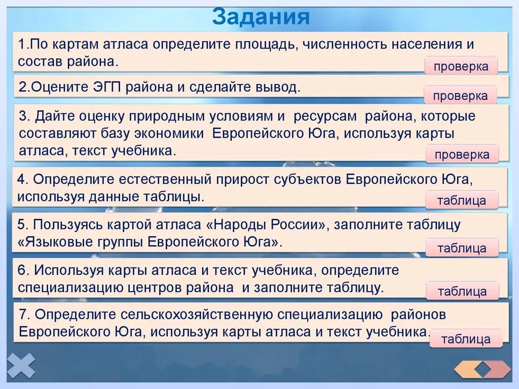 Особенности природных районов европейского юга таблица. Ресурсы европейского Юга таблица. Специализация европейского Юга таблица. Промышленность европейского Юга таблица. Таблица по географии хозяйство европейского Юга.