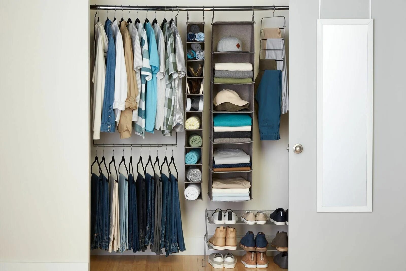 Next to the wardrobe