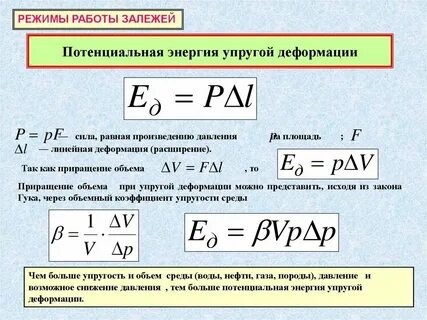 Энергия упругой деформации деформированного тела