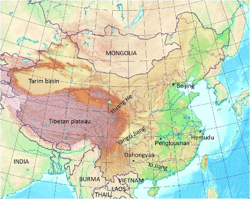 Великое китайское плоскогорье на карте