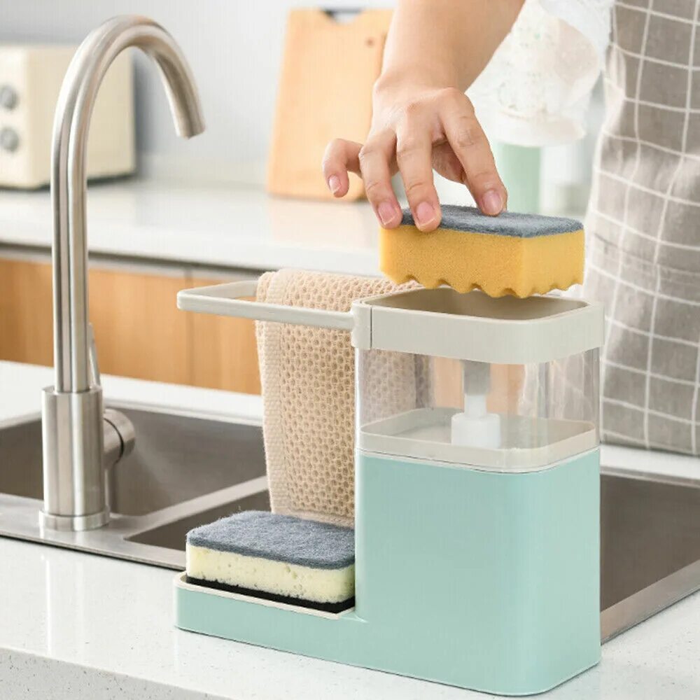 Sponge Holder Sink Caddy Soap Holder. Sink Sponge Caddy. Органайзер для кухни с дозатором. Органайзер для кухни для губки с дозатором-помпой. Sponge caddy