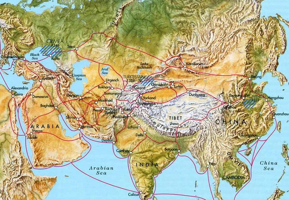 Великий шелковый путь в средние века карта. Карта древнего шелкового пути средняя Азия. Великий шелковый путь на карте древней Индии. Торговые пути Азии карта. Шелковый путь связывает китай