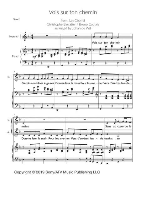 Vois sur ton chemin партия альтов. Vois sur ton chemin ноты. Ноты les choristes. Vois sur ton chemin ноты. Les choristes vois sur ton chemin текст.