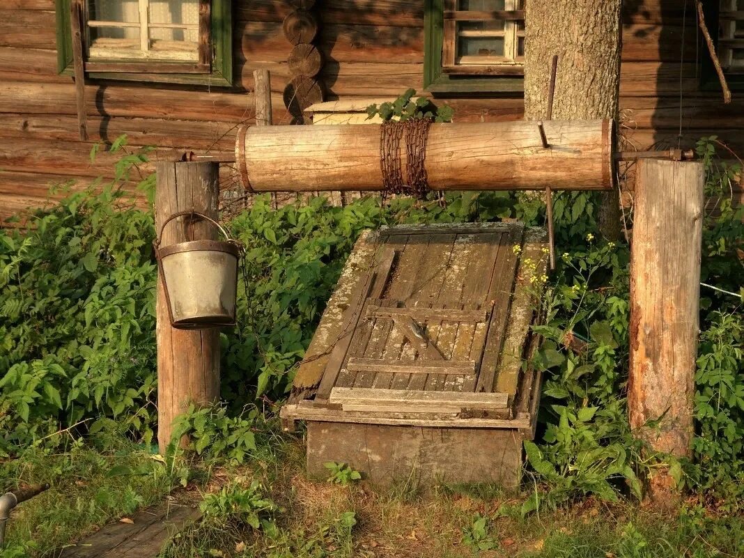 Песни колодец дай воды напиться. Деревенский колодец. Старинный колодец. Старый деревянный колодец. Бревенчатый колодец старый.