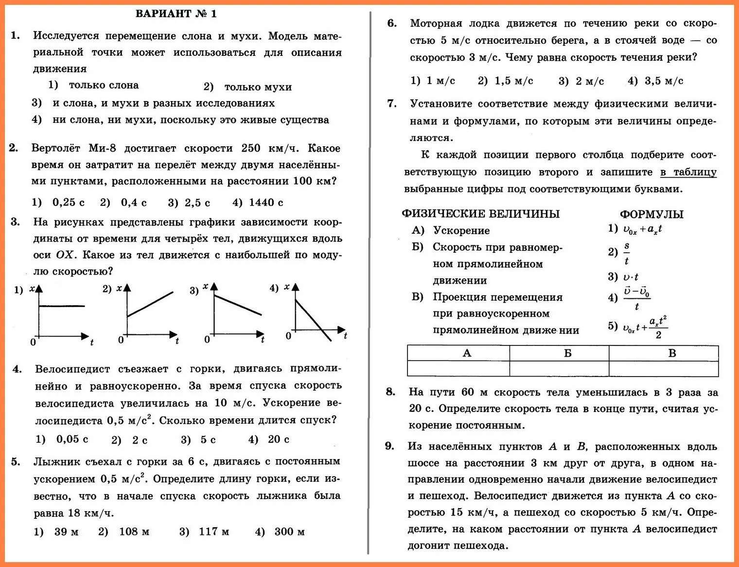 Кр по физике 10 кл перышкин. Кинематика 9/1 перышкин. Контрольная по физике 9 класс 2 четверть. Контрольная по физике 9 класс кинематика перышкин ответы.