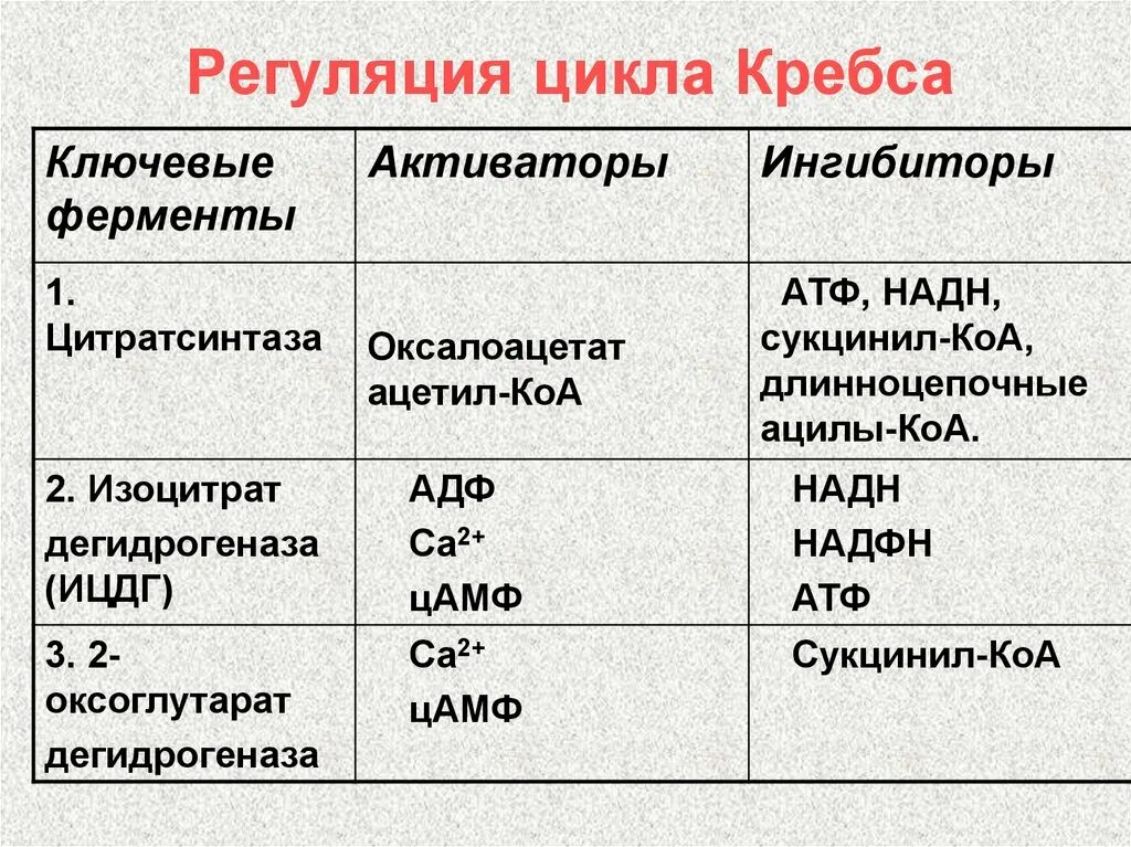 Регуляторными ферментами цикла Кребса. Цикл Кребса ферменты функции. Регуляция цикла трикарбоновых кислот биохимия. Регуляторные реакции цикла Кребса. Типы активаторов