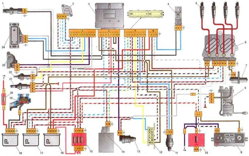 Электропроводка 2110. Электросхема ВАЗ 2110 инжектор. Схема электрооборудования 2110 инжектор. Электросхема форсунок ВАЗ 2110. Схема электрооборудования ВАЗ 2110 инжектор 8.