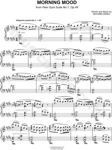 Григ утро mp3. Григ утро Ноты для фортепиано. Григ утро Ноты. Григ пер Гюнт утро Ноты.