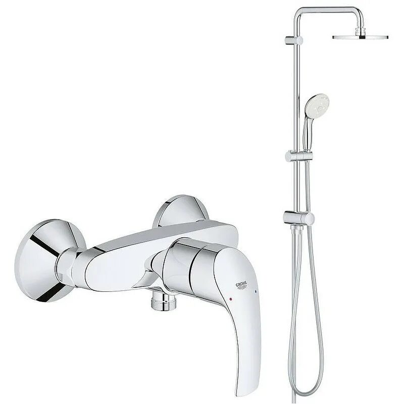 Душевая система, Grohe New Tempesta 200, со смесителем, хром, (124410). Душевой комплект Grohe Eurosmart New 124410. Grohe New Tempesta 200. Grohe 124410 New Tempesta 200.