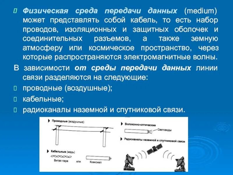 Виды среды передачи данных. Среда передачи данных. физические среды передачи информации. физическая среда передачи данных может представлять собой. перечислите физические среды передачи данных.