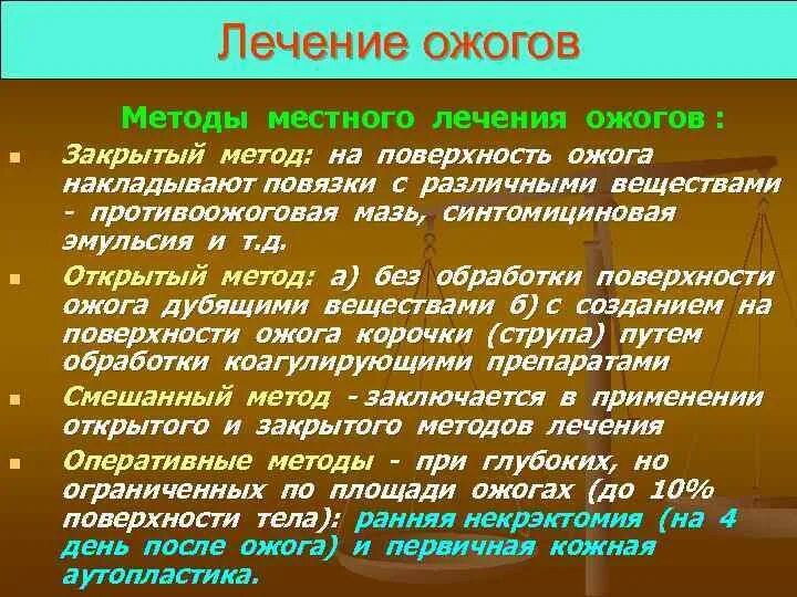 Способы обработки ожогов.