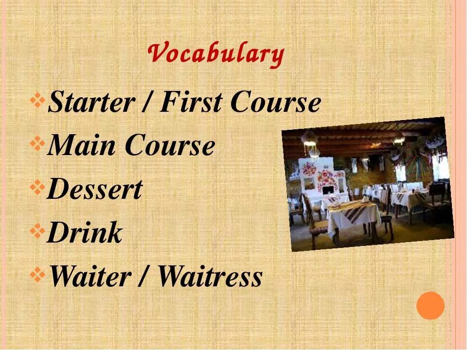 Starter main course