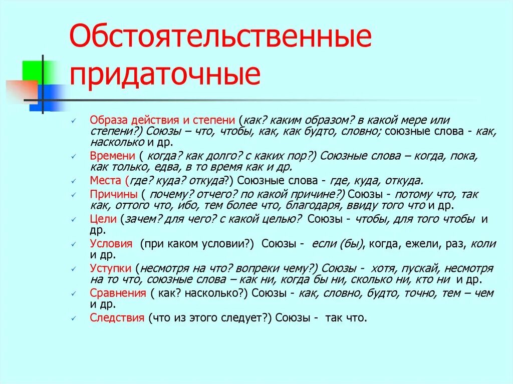 Обстоятельственные придаточные предложения. Придаточное обстоятельственное времени. Предложение с придаточным обстоятельственным образа действия. Придаточное обстоятельственное образа действия и степени.