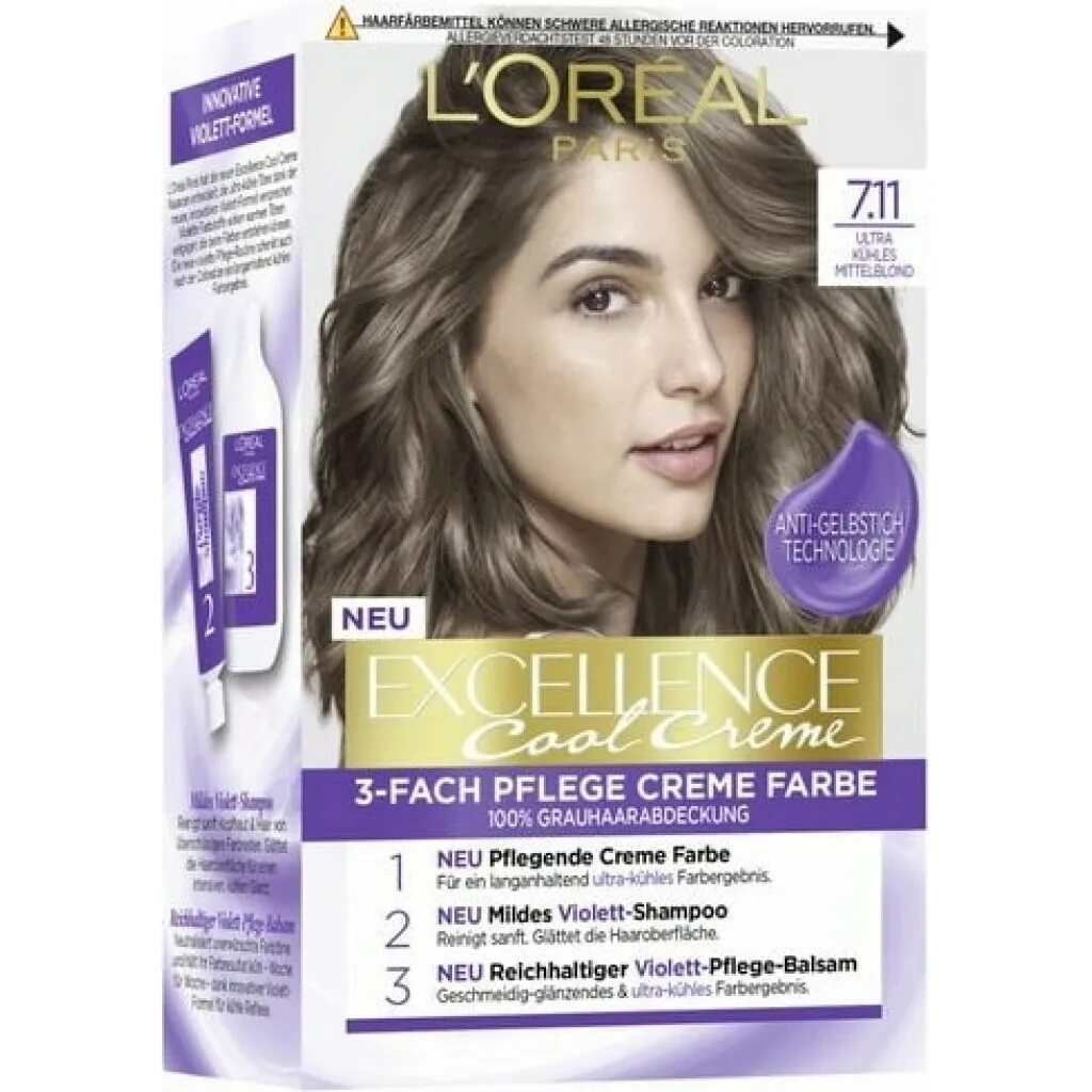 Краска лореаль экселанс 7.11. Краска лореаль Excellence cool Creme. L'Oreal Paris краска для волос Excellence cool Creme. Loreal Excellence 6.11.