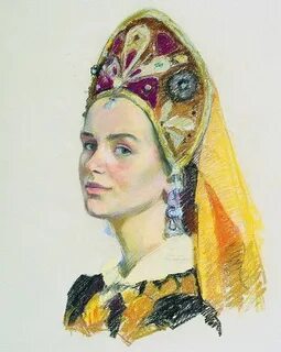 Нарисуйте образ русской женщины