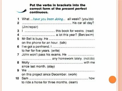 Present perfect continuous упражнения