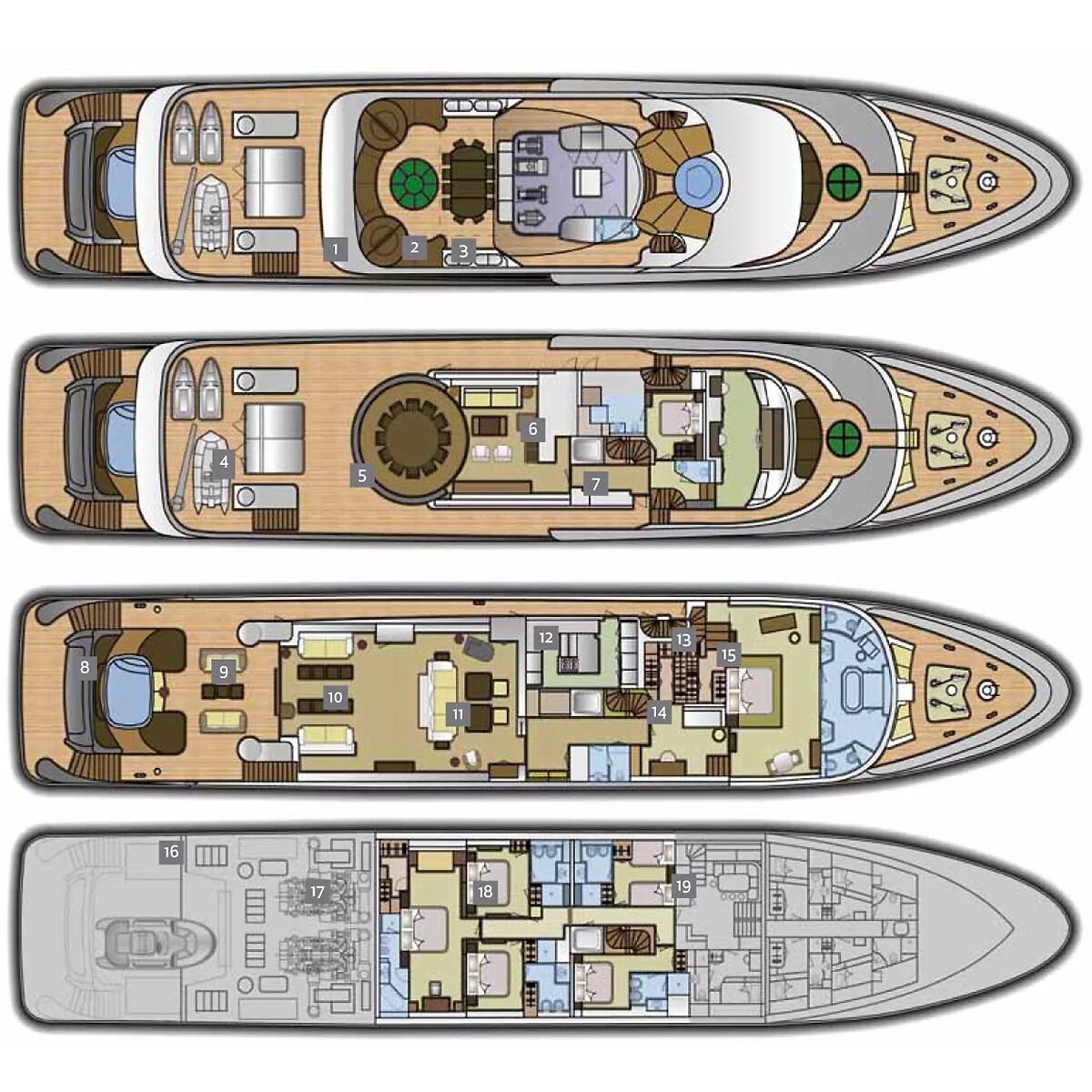 Планы палуб. 134-Метровой яхты serene. Яхта Mega Yacht Centauro 110m внутри. Eclipse яхта планировка. Яхта Abbracci Deck Plan.