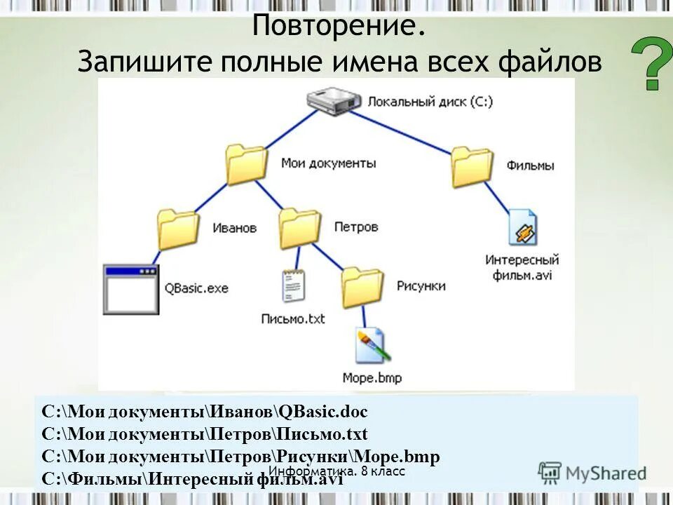 запишите полные имена файлов локальный диск. запишите полные имена всех файлов. запишите полные имена файлов локальный диск. иерархическая структура папок. локальный диск полное имя файла.