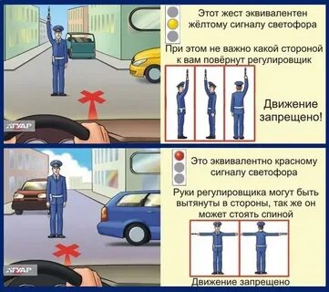 Какое движение регулировщика запрещает движение