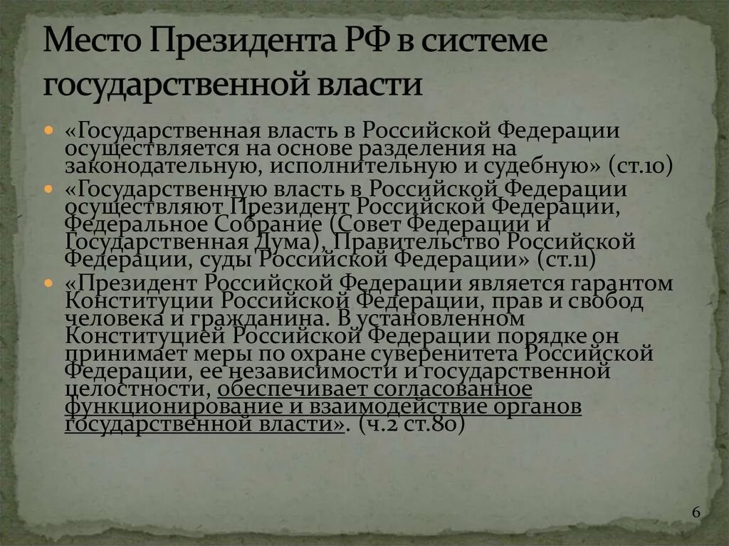 Место президента рф в системе органов власти