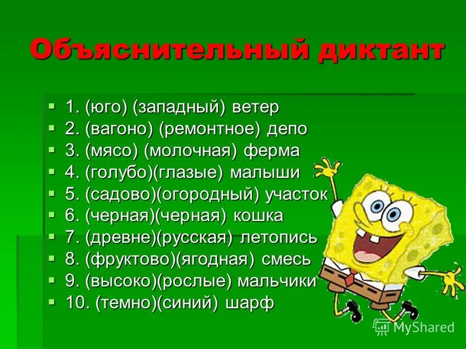 Диктант 3 класс сущ