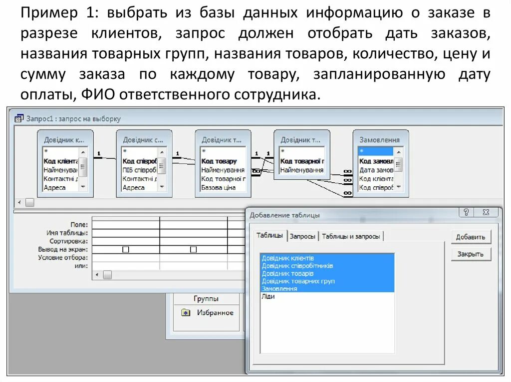 Пример работы с базой данных