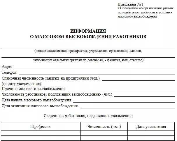 Сокращение штата уведомление службы занятости. Форма уведомления центра занятости о ликвидации организации образец. сведения о высвобождаемых работниках. форма сведений о высвобождаемых работниках. сведения о высвобождаемых работниках в центр занятости.