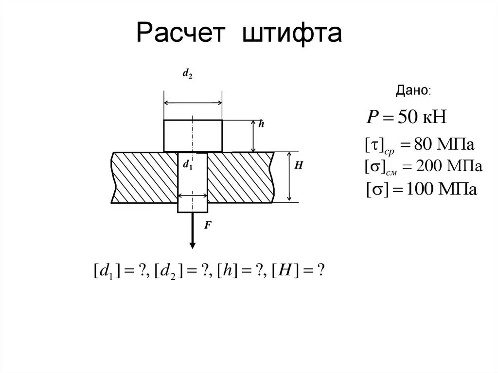 Формула среза штифта. Расчёт прочности штифта на срез. Как определить диаметр штифта. Расчет штифта на срез формула.