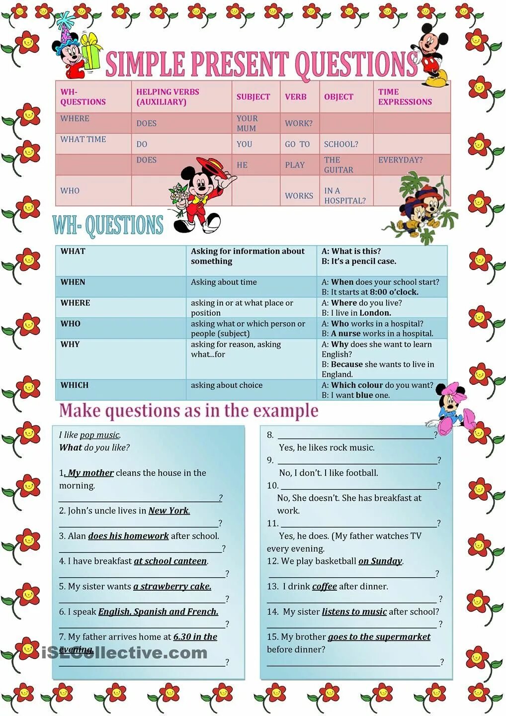 Present simple вопросы Worksheets. Специальные вопросы в present simple Worksheets. Общие вопросы present simple Worksheets. Специальные вопросы английский Worksheets. 3 make present questions