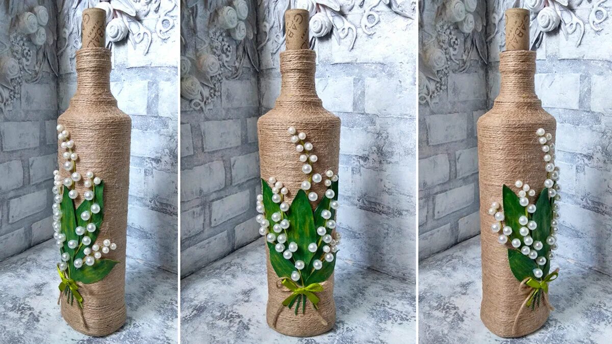 Декер бутылок. Украшаем бутылки своими руками фото. Украшаем бутылки своими руками фото. Декор стеклянной бутылки шпагатом. Украшаем бутылки своими руками фото.