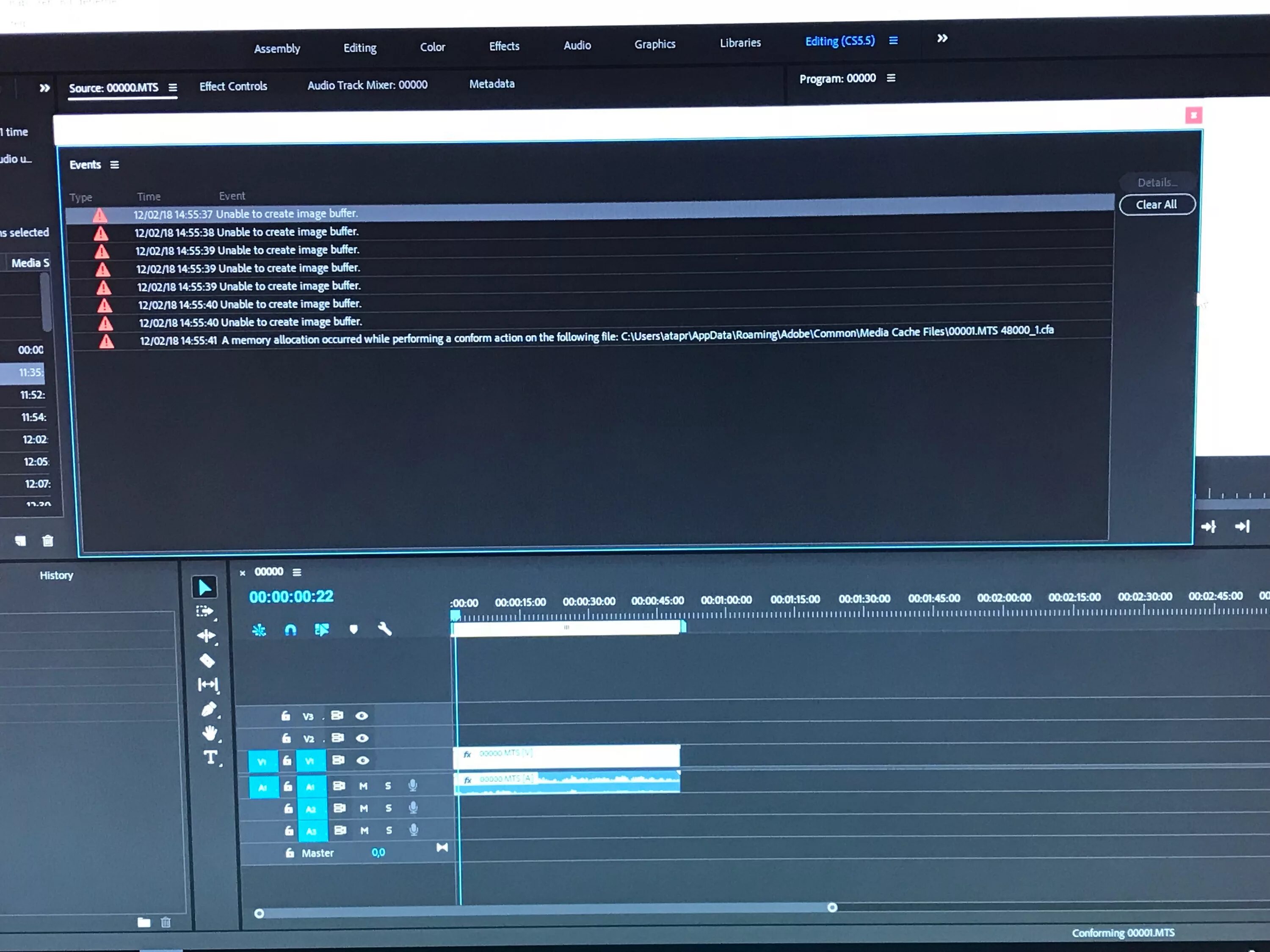 Unable to create image Buffer Premiere Pro. Create Buffer ???? File. Buffer[32]. Create Screen Buffer. Couldn't allocate