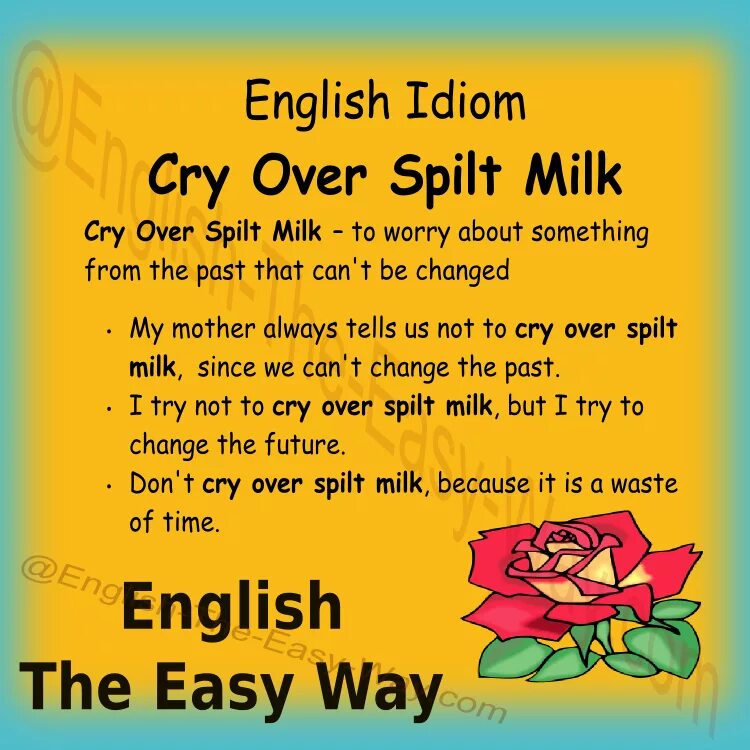 Crying over spilt milk идиома перевод