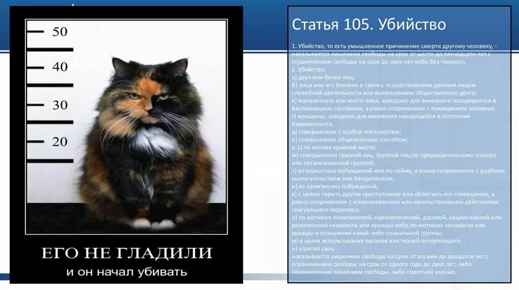 О чем гласит 105 статья уголовного кодекса. Статья 105. Статья 105 уголовного кодекса.