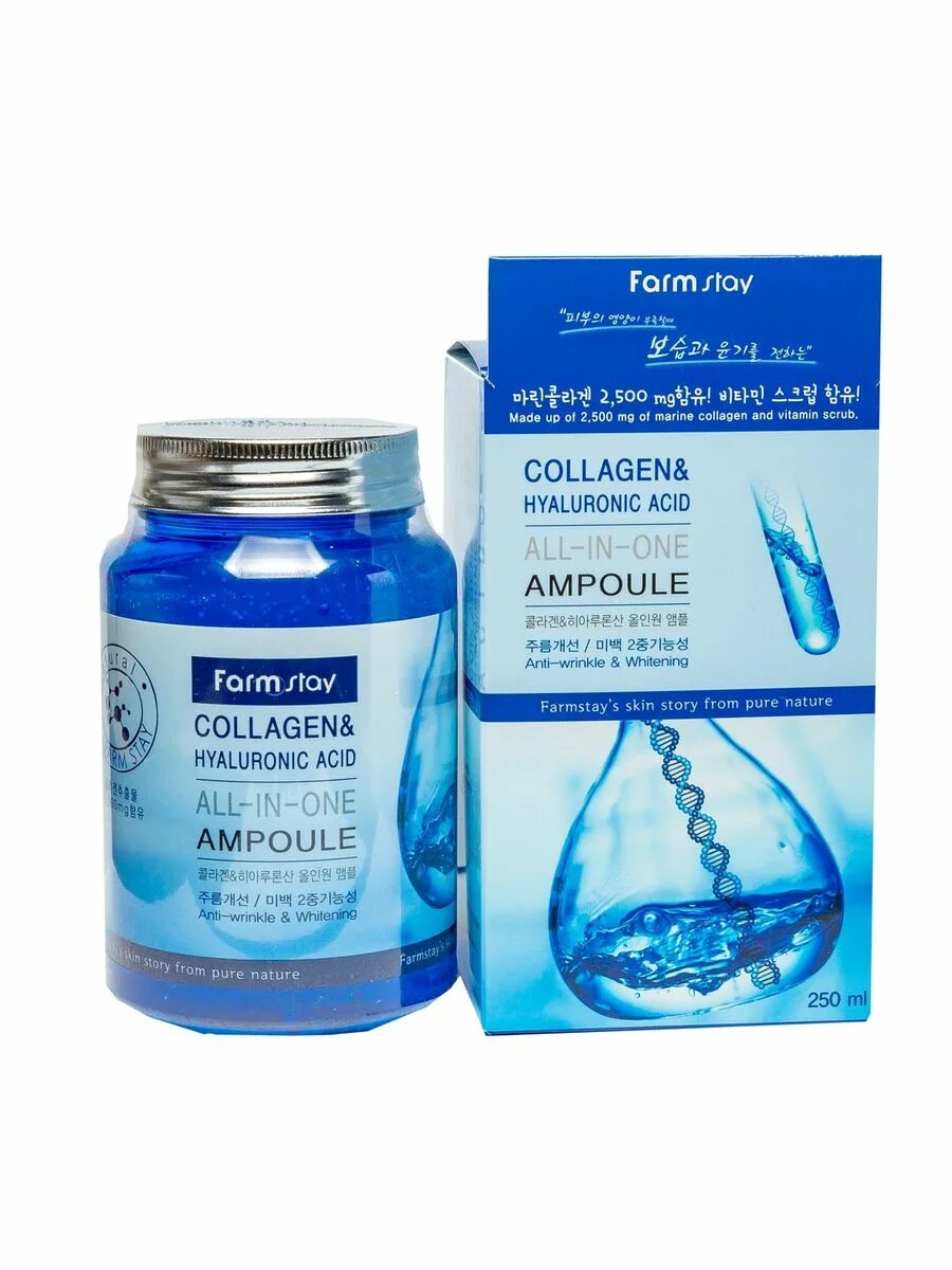 Сыворотка коллаген корея. Ампульная сыворотка Farmstay "Collagen & Hyaluronic acid all-in-one Ampoule" 250. Ампульная сыворотка Farmstay Collagen Hyaluronic acid. Сыворотка для лица Farmstay ампульная Collagen 250мл. Farmstay Collagen Hyaluronic acid all-in-one Ampoule.