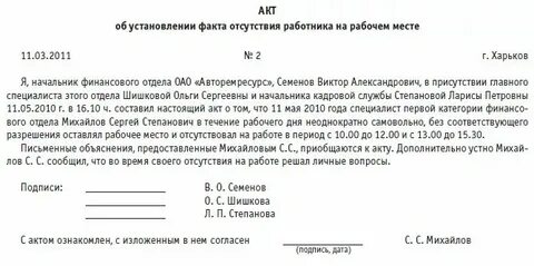 Самовольный уход с рабочего места