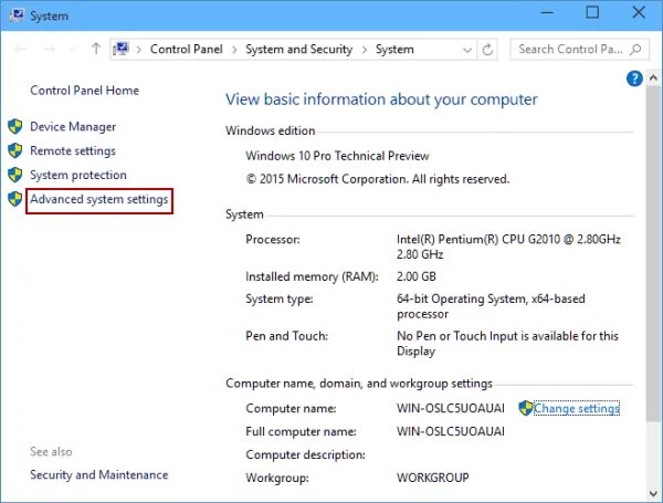 Advanced System settings. View Advanced System settings. Advanced System settings Windows 10. System Advanced System settings. Advanced system setting