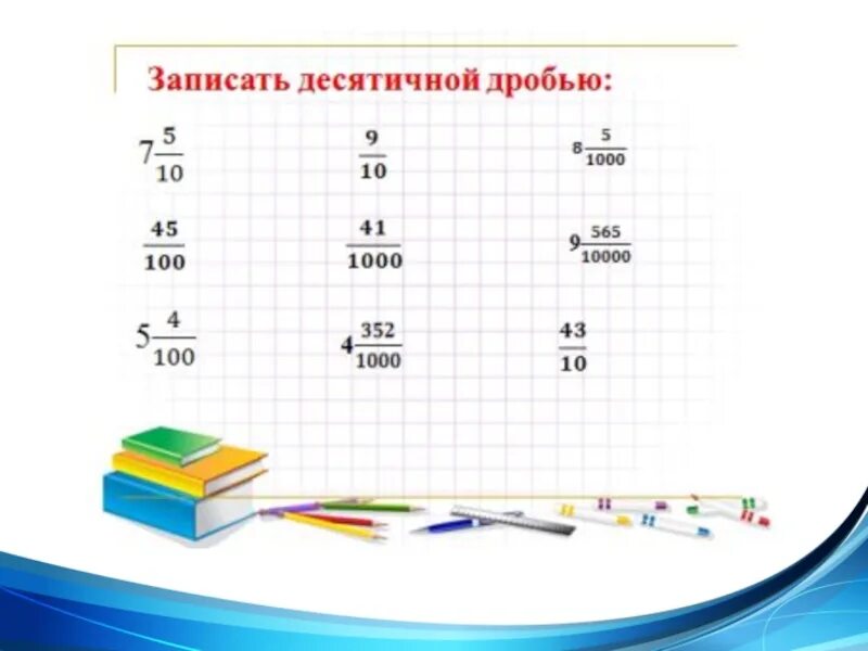 Чтение дробей 5 класс. Понятие десятичной дроби чтение и запись десятичных дробей 5 класс. Запись и чтение десятичных дробей 5 класс. Понятие десятичной дроби 5. Конспект урока 5 класс десятичная запись дробных чисел.