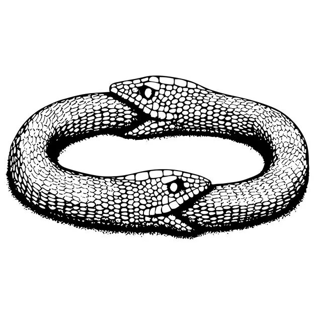 Змей Уроборос 2 змея. Змея кусающая хвост. Змеи пожирающие друг друга.