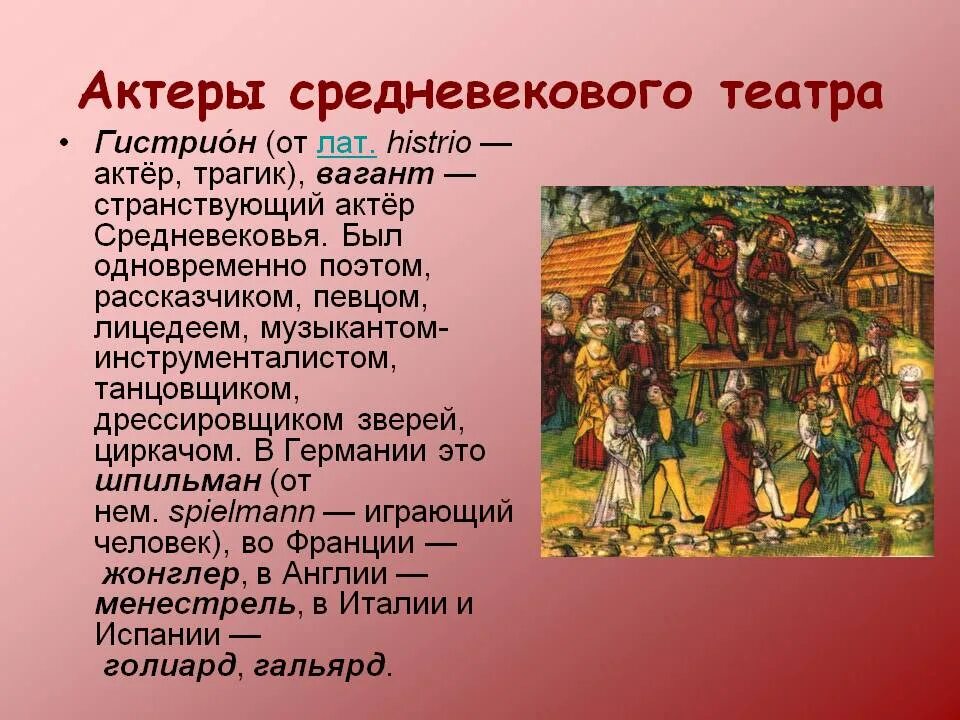 Как на руси называли странствующих актеров