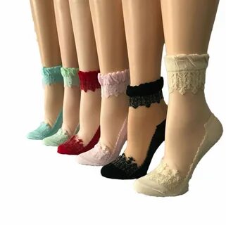 Vintage Frilly Socks Women Embroidered Flower Socks High Tube Cotton Socks 