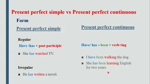 Present perfect present perfect continuous разница