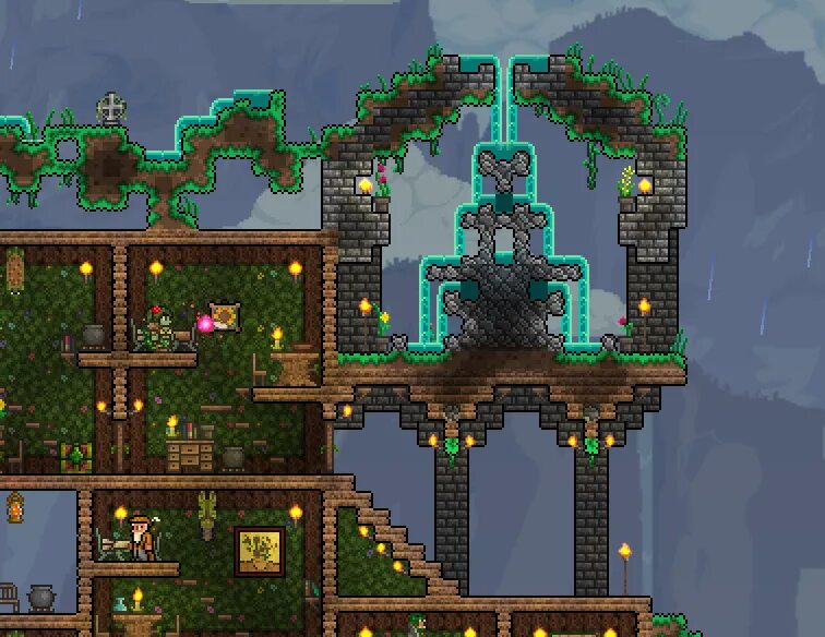 Terraria build. Террария фонтан постройка. Террария склад постройка. Дом в Холме террария. Красивый склад террария 1.4.