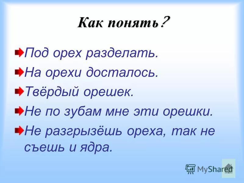 Не разгрызешь ореха пословица продолжение пословицы