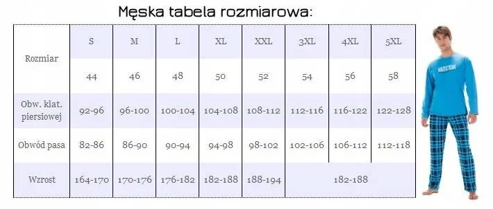 Размеры мужских пижам