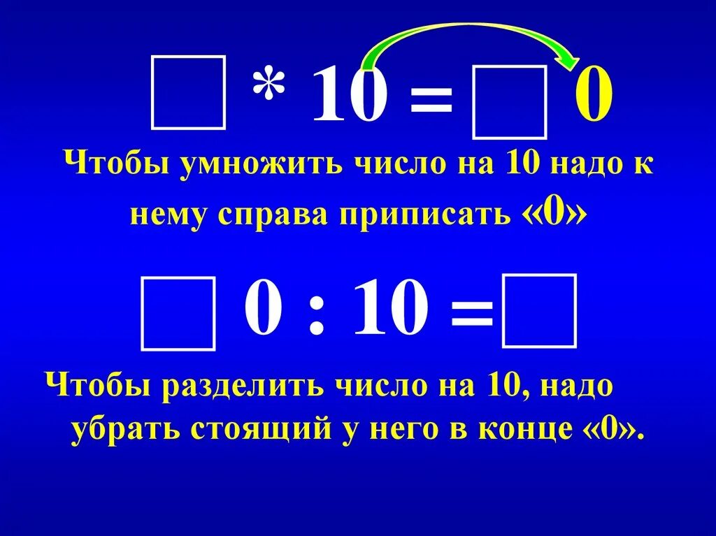 Урок математики умножение на 10