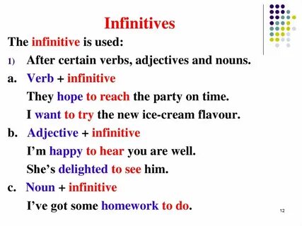 Adjective infinitive