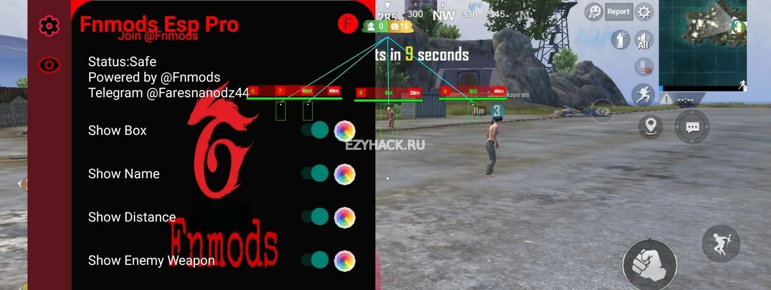 PUBG mobile 2.2 ESP Hack. Код fnmods. Коды на fnmods. Читы на PUBG mobile.