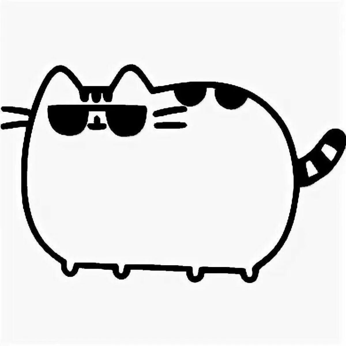 Кот белый стикер. Раскраска котики Пушины. Толстый кот раскраска. Кот Пушин чёрно белые.