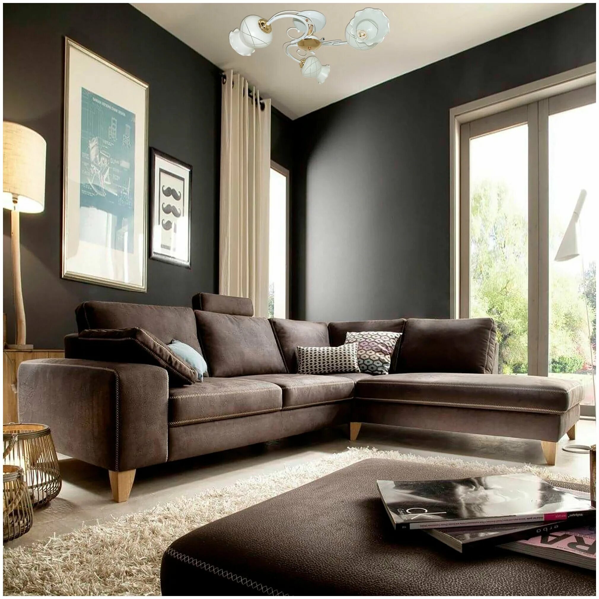 диван серо коричневый. серый диван. сканди бежевый диван. коричневые обои серый диван. коричневый диван в интерьере.